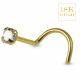 18k Solid Yellow Gold CZ Jeweled Screw type Nose Piercing