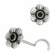 925 Sterling Silver Oxidized Daisy Flower Design Screw Type Nose Ring