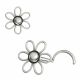 925 Sterling Silver Oxidized Flower Design Screw Type Nose Ring