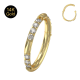 14K Solid Gold Hinged Cubic Zirconia Jeweled Segment Clicker Ring