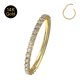 14K Solid Gold Hinged Continuous Cubic Zirconia Jeweled Segment Clicker Ring