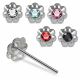 Embossed Flower Shaped Single Stoned Rhinestone Jeweled 925 Sterling Silver Nose Pin