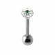 Rhinestone Silver Zenia Flower With 316L SS Tongue Ring
