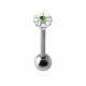 Jeweled Silver Zenia Flower With SS Tongue Ring