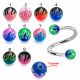 316L Surgical Steel Eyebrow Twisted Barbell With Fire UV Balls
