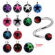 316L Surgical Steel Eyebrow Twisted Barbell With Star Print UV Balls