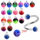 316L Surgical Steel Eyebrow Twisted Barbell With Fancy Flame Print UV Balls