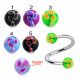 316L Surgical Steel Eyebrow Twisted Barbell With Tri Line Painted UV Balls