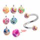 316L Surgical Steel Eyebrow Twisted Barbell With Multi Color Marble Design UV Ball