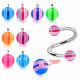 316L Surgical Steel Eyebrow Twisted Barbell With Multi Stripe UV Balls