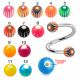 316L Surgical Steel  Eyebrow Twisted Barbell With Double Color Swirl UV Ball