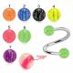 316L Surgical Steel Eyebrow Twisted Barbell With Glitter Stripes UV Ball