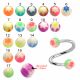 316L Surgical Steel Eyebrow Twisted Barbell With Floral Design UV Balls
