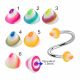 316L Surgical Steel Eyebrow Twisted Barbell With Multi Color Cotton Candy Design UV Cones