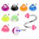 316L Surgical Steel Eyebrow Twisted Barbell With Colorful Glitter UV Cones