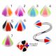 316L Surgical Steel Eyebrow Twisted Barbell With Colorful Hearts UV Cones
