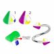 316L Surgical Steel Eyebrow Twisted Barbell With Colorful Small Squares Inside UV Cones