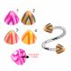 316L Surgical Steel Eyebrow Twisted Barbell With Melting colors Design UV Cones