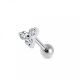 925 Sterling Silver Tri CZ Jeweled Cartilage Tragus Piercing Ear Stud