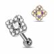 925 Sterling Silver Square Flower CZ Jeweled Cartilage Tragus Piercing Ear Stud