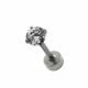 Surgical Steel Tragus Bar with Clear Round Gem Top and Disc Base