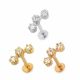 Jeweled Tri Star Cartilage Helix Tragus Piercing Ear Stud