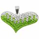 Green And White Crystal stone Heart Silver Pendent