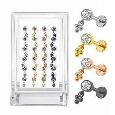 24pcs G23 Titanium Dangling Balls Labret Display Kit-Assorted Colors