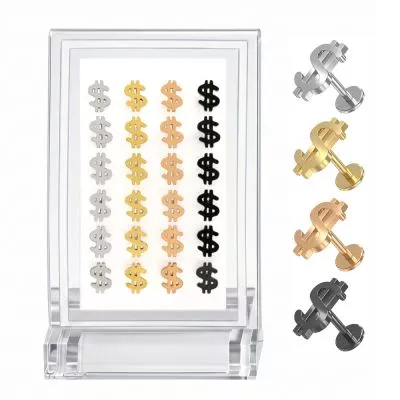 24pcs G23 Titanium Dollar Sign Labret Display Kit-Assorted Colors
