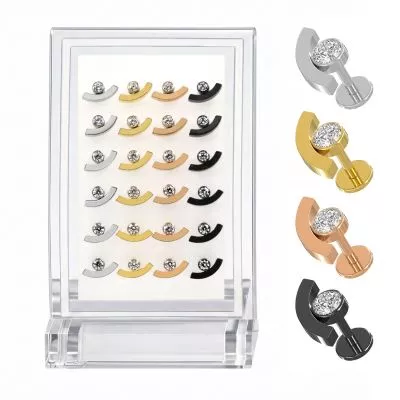 24pcs G23 Titanium Jeweled Eye Design Labret Display Kit-Assorted Colors