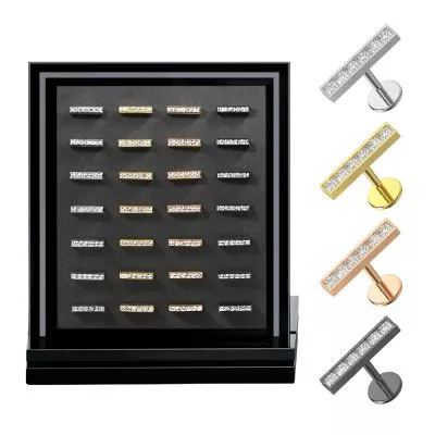 24pcs G23 Titanium Rectangle Design Labret Display Kit-Assorted Colors