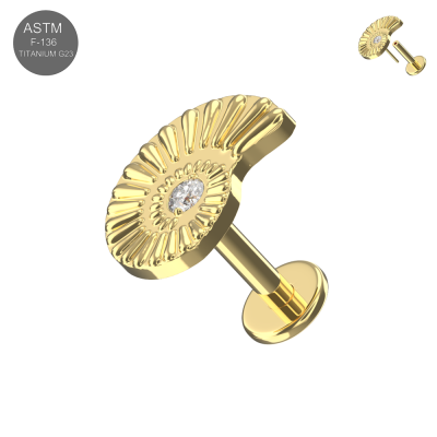 ASTM F-136 Titanium Nautilus CZ Threadless Labret (18G/16G)