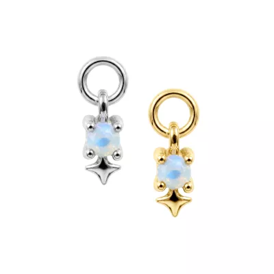 316L Surgical Steel Celestial North Star Opal Charm for Hinged Clickers | Fits 20G, 18G & 16G