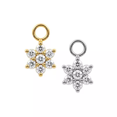 316L Surgical Steel Daisy Flower CZ Charm for Hinged Clickers | Fits 20G, 18G & 16G