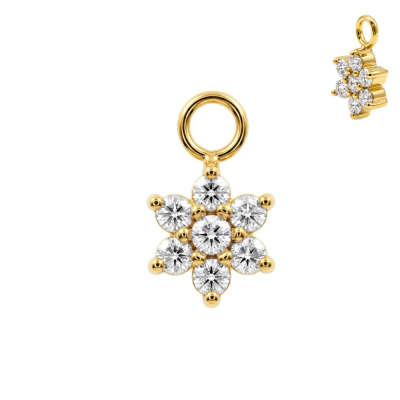316L Surgical Steel Daisy Flower CZ Charm for Hinged Clickers | Fits 20G, 18G & 16G