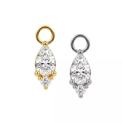 316L Surgical Steel Pear Drop CZ Charm for Hinged Clickers | Fits 20G, 18G & 16G