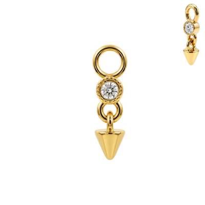 316L Surgical Steel CZ Spike Dangle Charm for Hinged Clickers | Fits 20G, 18G & 16G