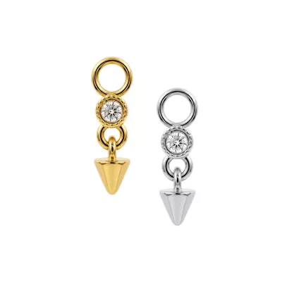 316L Surgical Steel CZ Spike Dangle Charm for Hinged Clickers | Fits 20G, 18G & 16G