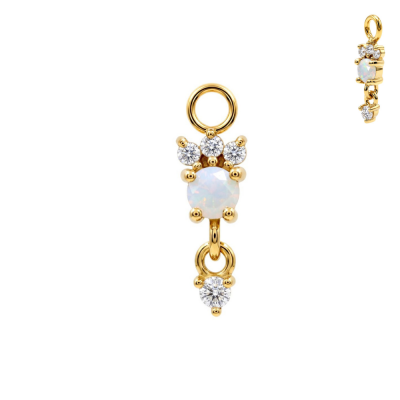 316L Surgical Steel Opal CZ Blossom Dangle Charm for Hinged Clickers | Fits 20G, 18G & 16G