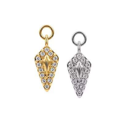 316L Surgical Steel Kite Shield CZ Charm for Hinged Clickers | Fits 20G, 18G & 16G