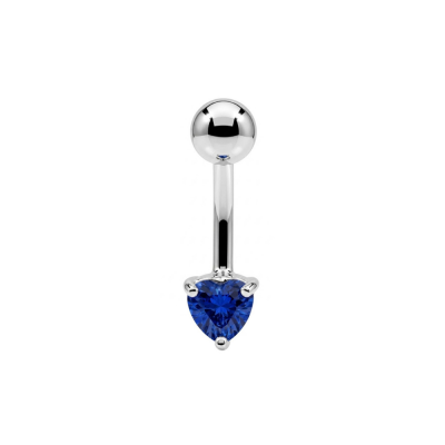 925 Sterling Silver Heart CZ Belly Button Ring – 14G | Titanium or Surgical Steel Bar