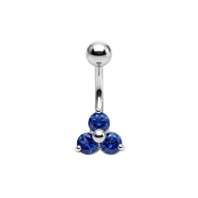 925 Sterling Silver Trinity CZ Belly Button Ring | Titanium G23 or 316L Surgical Steel Bar