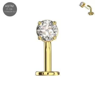 Implant Grade Titanium Round Claw CZ Threadless floating belly button ring