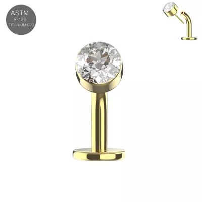 G23 Titanium Round CZ Threadless floating belly button ring