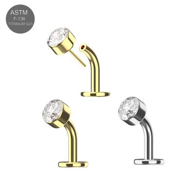 G23 Titanium Round CZ Threadless floating belly button ring