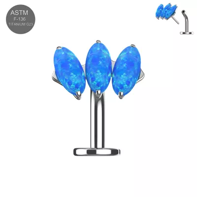 Implant Grade Titanium Triple Opal Threadless floating belly button ring