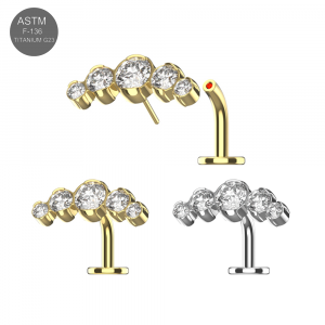 G23 Titanium Five CZ Threadless floating belly button ring