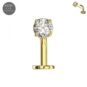 Implant Grade Titanium Round Claw CZ Threadless floating belly button ring