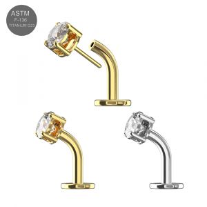 Implant Grade Titanium Round Claw CZ Threadless floating belly button ring