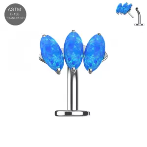 Implant Grade Titanium Triple Opal Threadless floating belly button ring